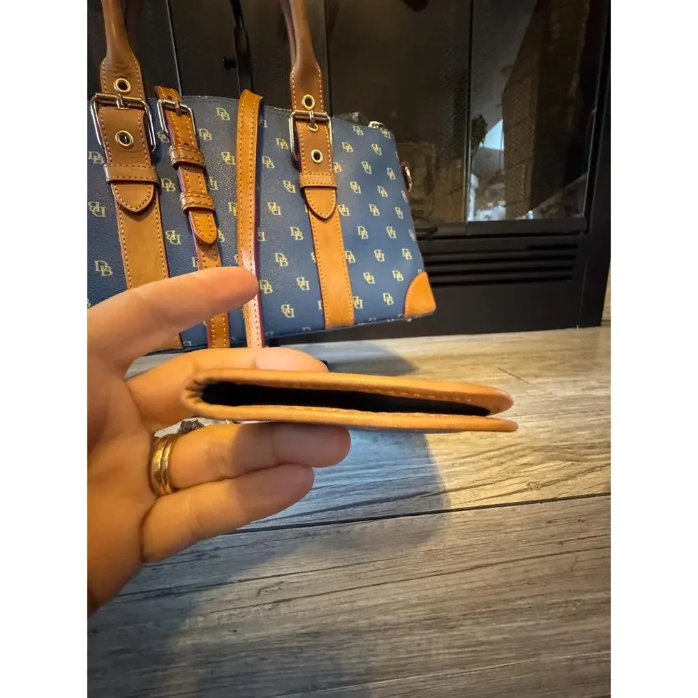 Dooney Bourke blue and natural leather Monogram handbag with strap vintage